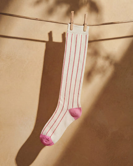 Pink Pinstripe Compression Socks