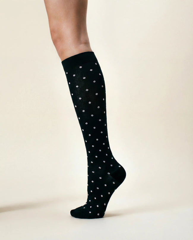 Black Polka Dot Compression Socks