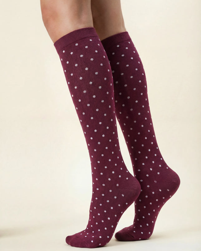 Berry Polka Dot Compression Socks
