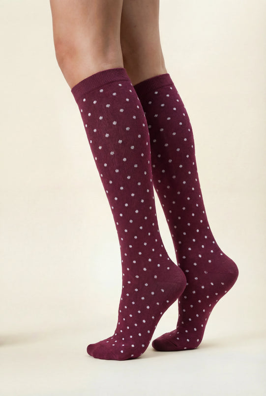 Berry Polka Dot Compression Socks