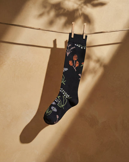 Black Wildflower Compression Socks