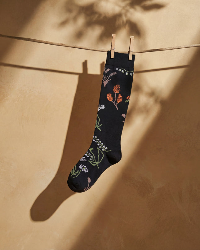 Black Wildflower Compression Socks
