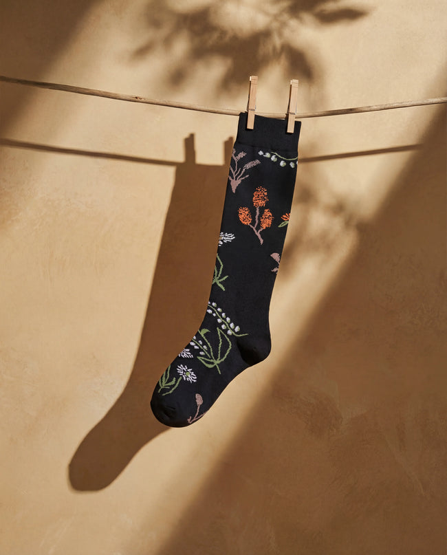 Black Wildflower Compression Socks