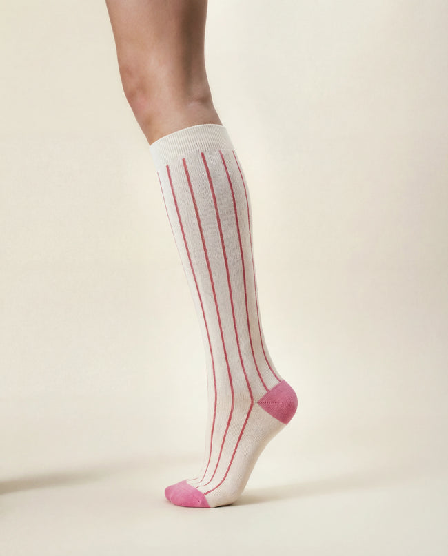 Pink Pinstripe Compression Socks