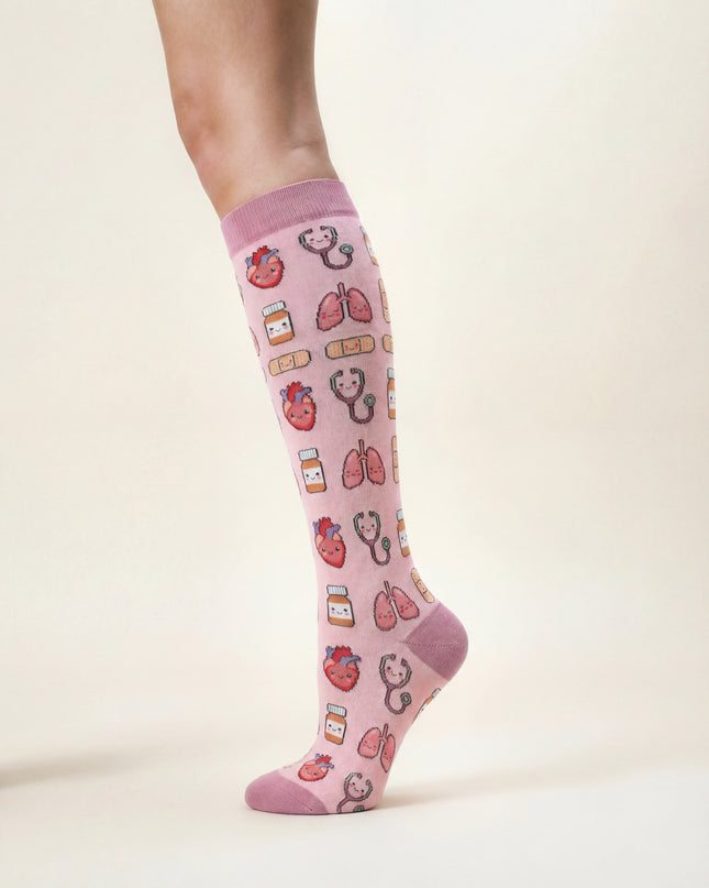 Pink Nurse Compression Socks