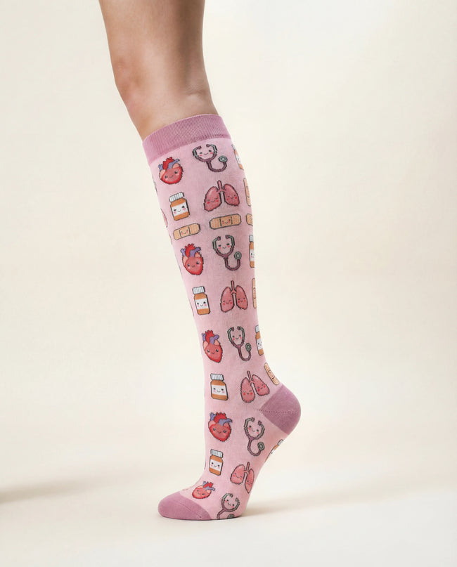 Pink Nurse Compression Socks